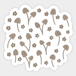 Autumn forest mushrooms in grey Sticker